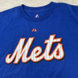 VTG Jason Bay Majestic New York Mets 44 Royal Blue Baseball T Shirt Mens XL 2010